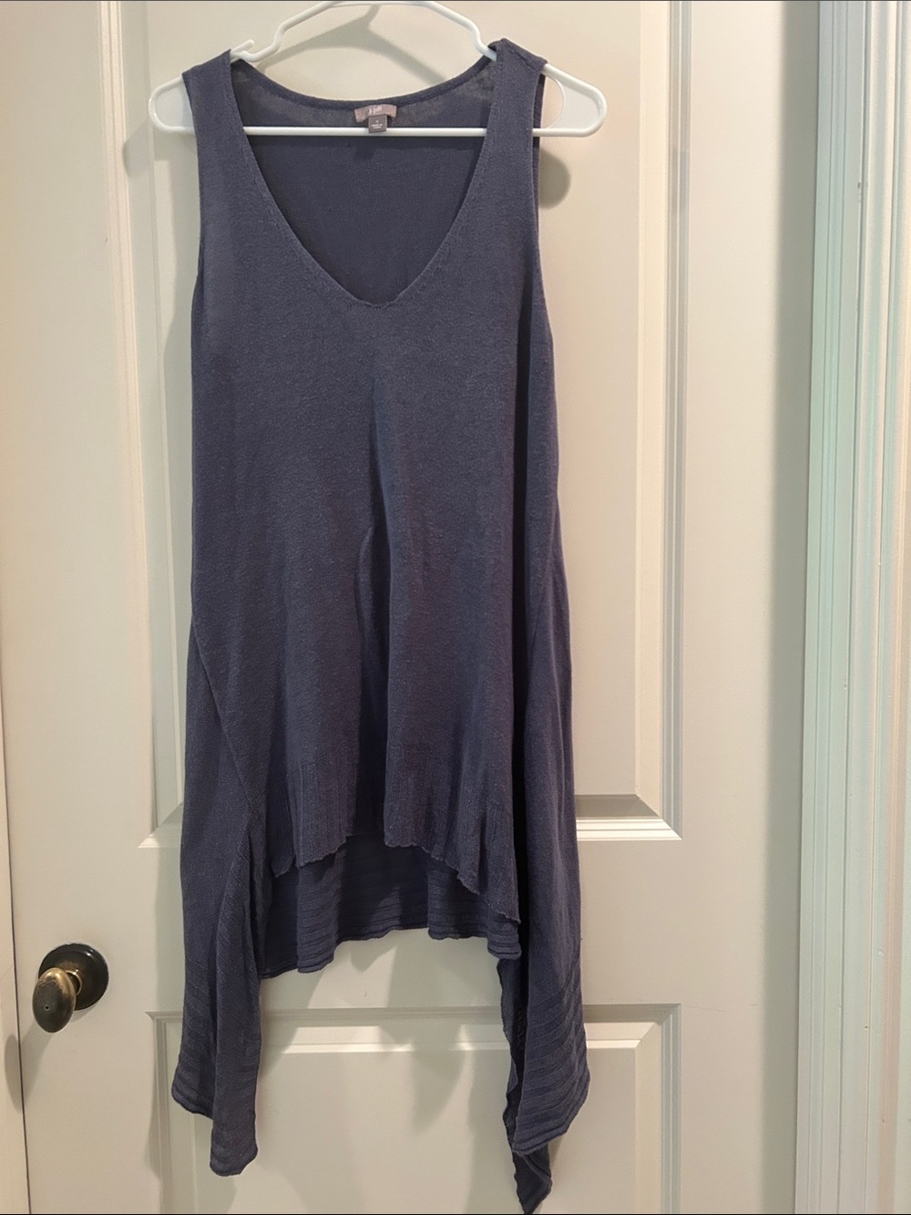 J. Jill Linen Blend Lightweight Knit Sleeveless V-Neck Asymmetrical Hem Top S